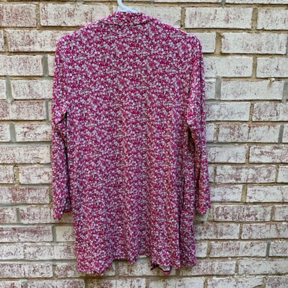 Lands End Ditsy Floral lightweight sweater Womens Size M Soft Stretch Pink - Picture 3 of 7